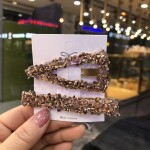 2 PcsSet Korean Hollow Crystal Hair Clips for Women Girls Geometric Triangle Rhinestone Hairpins Barrettes Hair Accessor