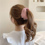 Sweet Big Bow Hollow Out Hair Clip for Women Girl Korean Pearl Hairpin Banana Clip Horsetail Clip Hair Ornament Hair Acc