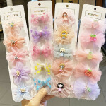 5 PcsSet Children Glitter Cartoon Lace Bow Hair Clips Girls Sweet Dot Net Yarn Hairpin Kids Barrettes Princess Hair Acce