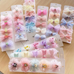 5 PcsSet Children Glitter Cartoon Lace Bow Hair Clips Girls Sweet Dot Net Yarn Hairpin Kids Barrettes Princess Hair Acce