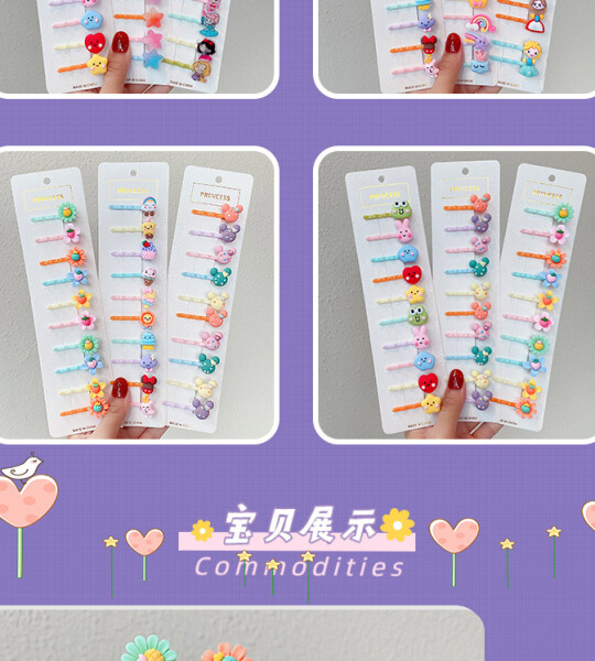 10 PcsSets Colorful Cartoon Flower Hairpins For Girls Kids Sweet Rainbow Candy Hair Clips Barrettes Headband Hair Access