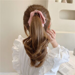 Sweet Big Bow Hollow Out Hair Clip for Women Girl Korean Pearl Hairpin Banana Clip Horsetail Clip Hair Ornament Hair Acc