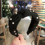 New Cross Knotted Pearl Headbands For Women Girls Solid Wide Beads Turban Twist Hairbands Bezel Head Hoop Hair Accessori