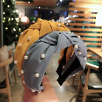 New Cross Knotted Pearl Headbands For Women Girls Solid Wide Beads Turban Twist Hairbands Bezel Head Hoop Hair Accessori