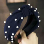 New Cross Knotted Pearl Headbands For Women Girls Solid Wide Beads Turban Twist Hairbands Bezel Head Hoop Hair Accessori