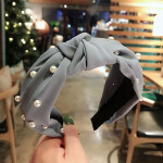 New Cross Knotted Pearl Headbands For Women Girls Solid Wide Beads Turban Twist Hairbands Bezel Head Hoop Hair Accessori