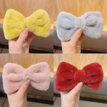 Soft Plush Fur Big Bowknot Hair Clips for Girls Kids Elegant Solid Rabbit Hairpins Hairgrips Barrettes Party Hair Access