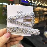 2 PcsSet Korean Hollow Crystal Hair Clips for Women Girls Geometric Triangle Rhinestone Hairpins Barrettes Hair Accessor