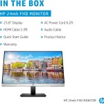 HP 24mh FHD Monitor - Computer Monitor with 23.8-Inch IPS Display (1080p) - Built-In Speakers and VESA Mounting - Height