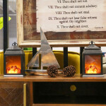 Fireplace Lantern Battery Operated USB Operated  Timer Included Tabletop For Decor Indoor Or Outdoor