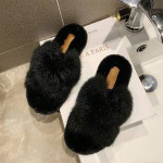 Ladies Band Flat House Fur Slippers
