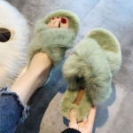 Ladies Band Flat House Fur Slippers