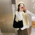INS Fashion Plush Soft Crossbody Bags Small Underarm Shoulder Fluffy Lady Shoulder Handbags Female Simple Totes for Women