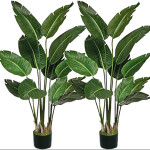 Artificial Plants Fake Banana Leaf Plant Travelers Palm Tree Potted  for Home Decor