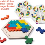 Coogam Wooden Hexagon Puzzle for Kid Adults - Shape Pattern Block Tangram Brain Teaser Toy Geometry Logic IQ Game STEM M