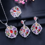 Multi Colored  Ring Necklace and Earring for Ladies