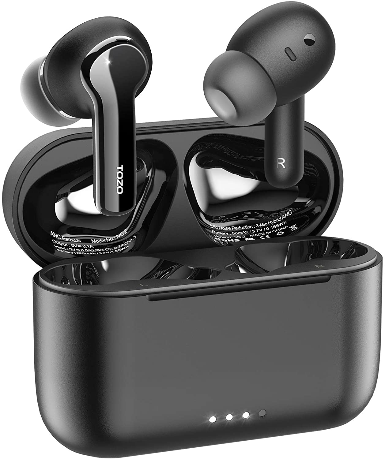 TOZO NC2 Hybrid Active Noise Cancelling Wireless Earbuds, in-Ear Detection Headphones, IPX6 Waterproof