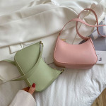 Women's Bag Retro Pure Color PU Leather Shoulder Underarm Bags for Women Casual 2021 Fashion New Ladies Small Handbags P