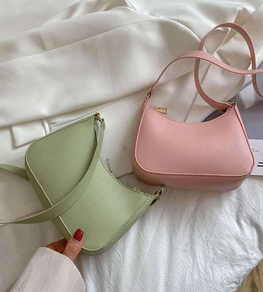 Women's Bag Retro Pure Color PU Leather Shoulder Underarm Bags for Women Casual 2021 Fashion New Ladies Small Handbags P