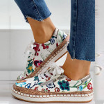 New Women Casual Floral Printed Shoes