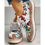 New Women Casual Floral Printed Shoes