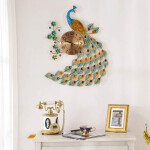 Large Luxury Crystal Bohemian Peacock Style Clock with Silent Movement Decorative Clock for Home