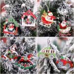12pcs Christmas Wooden Pendant Merry Christmas Decorations for Home 2021 Cristmas Ornament Xmas Navidad Gift Happy New