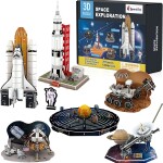 3D Puzzles for Kids 6-in-1 Set – Outer Space Toys for 5+ Year Old Boys and Girls – Solar System, Saturn, Apollo, Curios