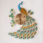 Large Luxury Crystal Bohemian Peacock Style Clock with Silent Movement Decorative Clock for Home