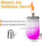 Mason Jar Tabletop Troches  Glass Jar  Silver Stainless Steel Lids   for Patio Garden Camping Decor