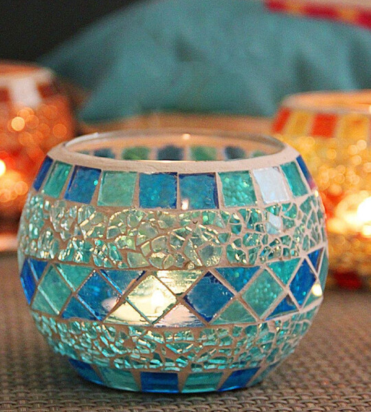 Handmade Romantic Glass Tealight Candle Holder for Party Decor
