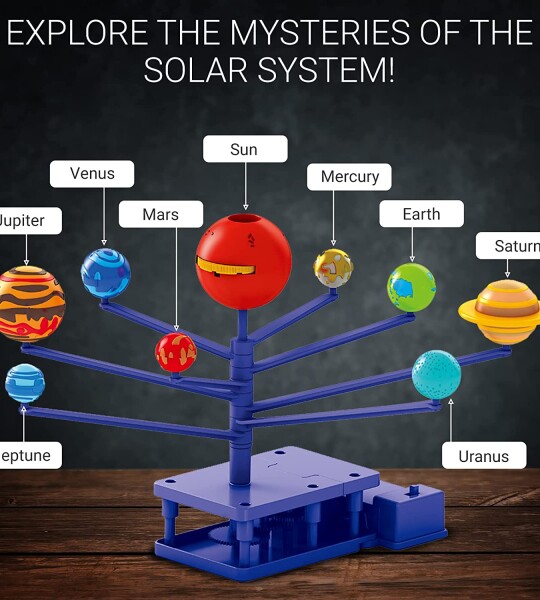 Solar System for Kids Kit – Motorized Solar System Model with Sun, Rotating Planets, Planet Projector – Easy-Assembly So
