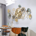 Wall Clock for Living Room Decor Large Metal Leaf Clock