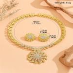 Fashion Sunflower Earrings Necklace Wedding Jewelry Set – Party Accessories for Women Gold Floral Bridal Jewelry Set Gift.