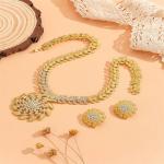 Fashion Sunflower Earrings Necklace Wedding Jewelry Set – Party Accessories for Women Gold Floral Bridal Jewelry Set Gift.