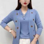 New Spring Autumn Women's T-Shirt Blouse – Middle-Aged Elderly Mothers Fake Two Tops Fashion Bottoming Shirt Female Casual.