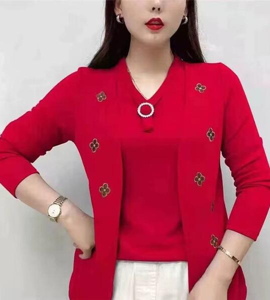 New Spring Autumn Women's T-Shirt Blouse – Middle-Aged Elderly Mothers Fake Two Tops Fashion Bottoming Shirt Female Casual.