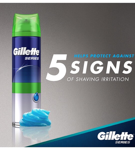 Gillette Series 3X Sensitive Shave Gel, 6 Count, 7oz Each, Hydrates, Protects and Soothes Sensitive Skin.