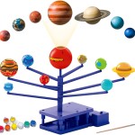 Solar System for Kids Kit – Motorized Solar System Model with Sun, Rotating Planets, Planet Projector – Easy-Assembly So