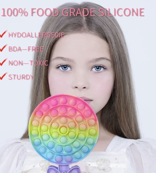 Push Pop Bubble Sensory Fidget Toy, Lollipop Squeeze Sensory Toy for Kids & Adults, Special Needs Stress Reliever, Kids