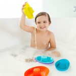 Boon FLEET Toddler Bath Tub Water Stacking Boat Toy Set for Kids Aged 9 Months and Up, Multicolor (Pack of 5)