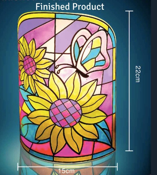 Kids NightLamp DIY Kit- Creative Arts and Crafts for Girls and Boys Ages 5 Years and up- Stained Glass lamp with Window
