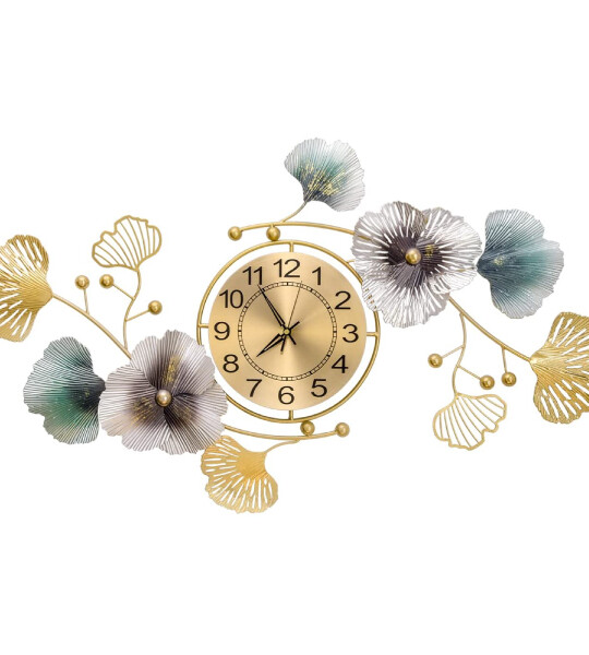 Wall Clock for Living Room Decor Large Metal Leaf Clock