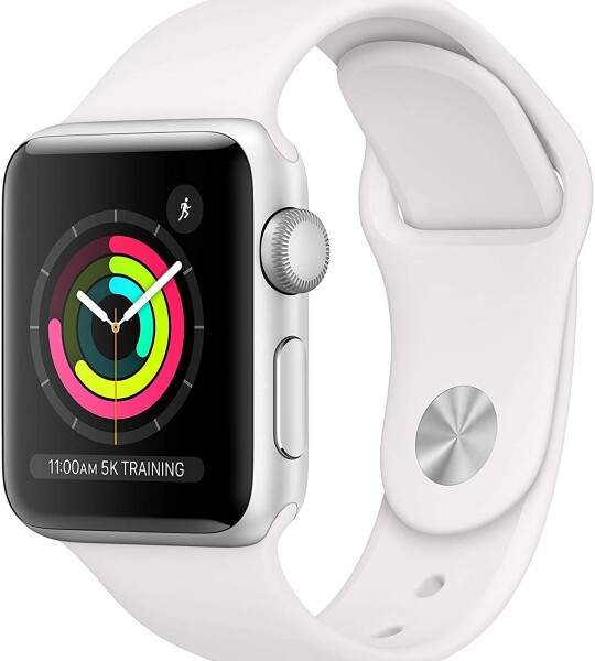 (Refurbished) Apple Watch Series 3 (GPS, 38MM) - Silver Aluminum Case with White Sport Band