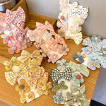 8 PcsSet Korean Children Simple Cute Flower Hairpins Fashion Sweet Girl Princess Fabric Plaid Bow Hair Clips Hair Access