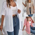 Women's Hollow Knitted Sun Protection Shirt.