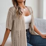 Women's Hollow Knitted Sun Protection Shirt.