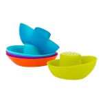 Boon FLEET Toddler Bath Tub Water Stacking Boat Toy Set for Kids Aged 9 Months and Up, Multicolor (Pack of 5)