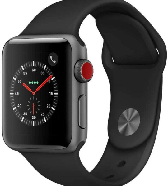 Apple Watch Series 3 (GPS + Cellular, 38MM) - Space Gray Aluminum Case with Black Sport Band (Renewed)