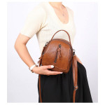 Vintage Soft Leather Shoulder Bags for Women Large Capacity Female Handbag Double Compartment Crossbody Bags Lady Small